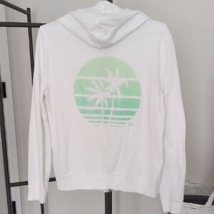 Victoria's Secret VS White Zip Up Hoodie Size Small Palm Tree